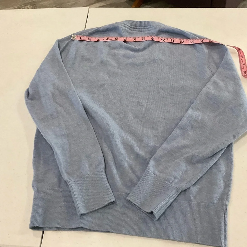 Tommy Hilfiger Pima Cotton Sweater Blue V-Neck Cozy Knit Logo Top Men’s X-Small